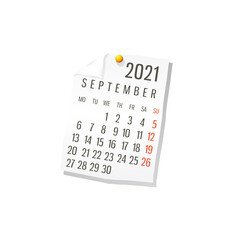 2021 September vector calendar