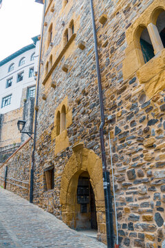 Mutriku village in Vizcaya Basque country Spain on July 22, 2020: Picturesque Basque architecture.