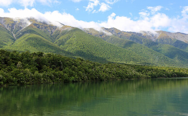 Mountains Range on Rotoiti Lake - Nelson Lakes National Park, New Zealand