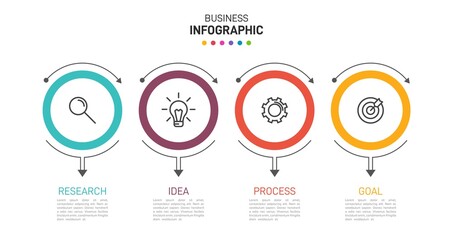 Infographic design with icons and 4 options or steps. Thin line vector. Infographics business concept. Can be used for info graphics, flow charts, presentations, web sites, banners, printed materials.