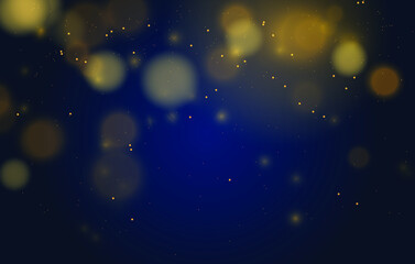 Abstract magical bokeh lights effect background, black, gold glitter for Christmas, for your banner, post