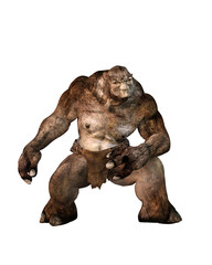 3D rendering of a huge fantasy troll fairytale character isolated on white. - obrazy, fototapety, plakaty
