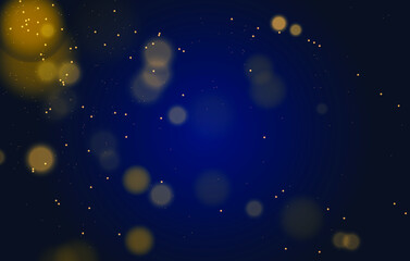 Abstract magical bokeh lights effect background, black, gold glitter for Christmas, for your banner, post