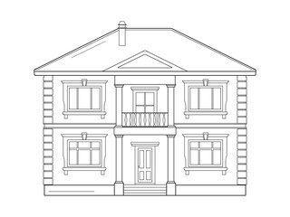 Suburban house line icon in black and white