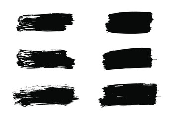 Set of vector grunge brushes strokes; paint strokes with a dry brush. Abstract ink blots