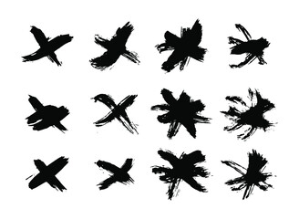 Set of vector grunge brushes strokes; paint strokes with a dry brush. Abstract ink blots