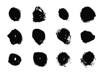 Set of vector grunge brushes strokes; paint strokes with a dry brush. Abstract ink blots