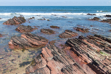 Coastline near Dunbar, Scotland, on a clear day