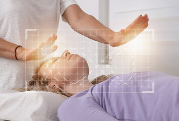 Energy healing treatment . Alternative medicine concept.