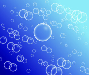 Soap bubbles seamless background, Abstract floating shampoo. Transparent realistic soap bubbles isolated.
