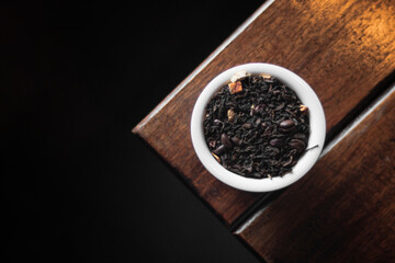 Foto de te negro con café y caramelo