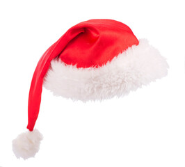 Single Santa Claus red hat isolated on white