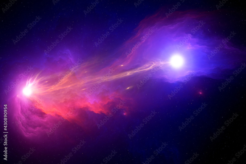 Canvas Prints interaction between the space fields from the two stars