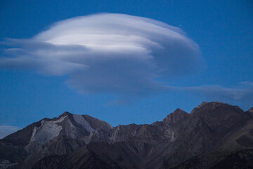 Tena valley by night in summer from Formigal Huesca Aragon Spain Altocumulus lenticularis cloud