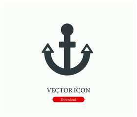 Anchor vector icon.  Editable stroke. Linear style sign for use on web design and mobile apps, logo. Symbol illustration. Pixel vector graphics - Vector