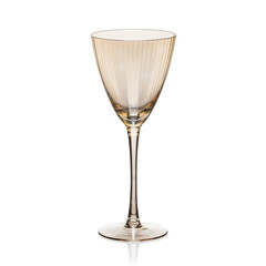 Glass transparent goblet for drinks on a white isolated background.