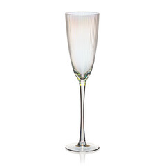 Glass transparent goblet for drinks on a white isolated background.