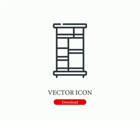 Shelves vector icon.  Editable stroke. Linear style sign for use on web design and mobile apps, logo. Symbol illustration. Pixel vector graphics - Vector