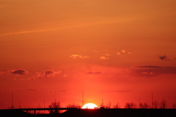 Fototapeta premium A colorful sunset just outside of Saskatoon, Saskatchewan, Canada