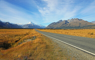 Mt Cook and Burnett Mountains - Aoraki National Park - New Zealand