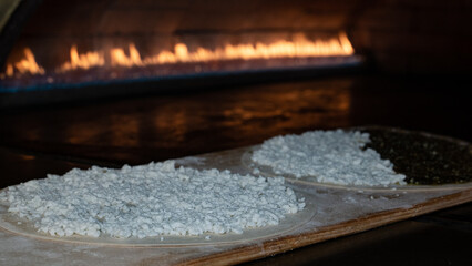 Manakeesh baked in the oven. selective focus