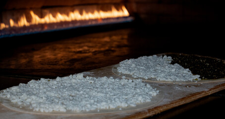 Manakeesh baked in the oven. selective focus