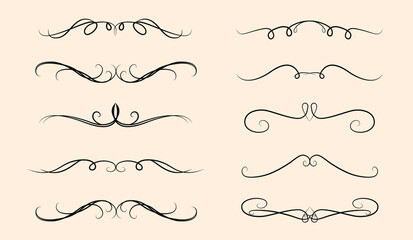 Set of Calligraphic Ornamental Element, decorative frame