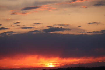A colorful sunset just outside of Saskatoon, Saskatchewan, Canada