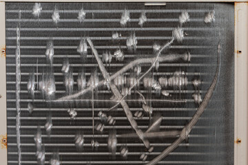 Air conditioner evaporator, condenser with damaged fins.