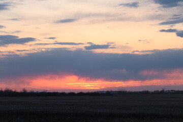 A colorful sunset just outside of Saskatoon, Saskatchewan, Canada