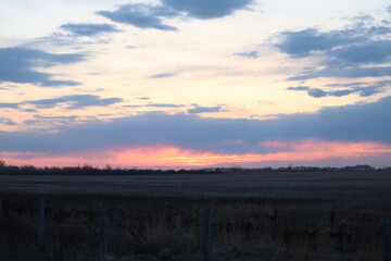 A colorful sunset just outside of Saskatoon, Saskatchewan, Canada