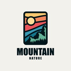 mountain nature emblem logo design vector