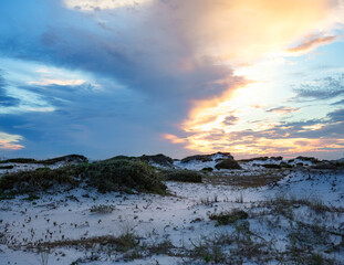 sunset sand dunes in gulf 