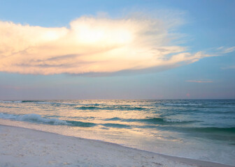 Scenic beach at golden hour 