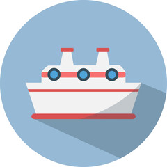 Illustration vector graphic of a icon yacht on blue background, Perfect for Flat icon,  children's books, etc.