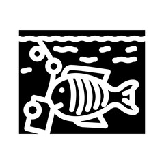 aquarium with fish glyph icon vector. aquarium with fish sign. isolated contour symbol black illustration