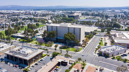 Daytime aerial view of Norwalk, California, USA. - obrazy, fototapety, plakaty