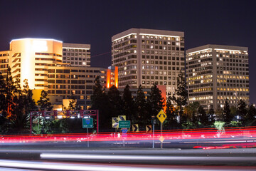 Fototapeta na wymiar Nighttime view of the downtown skyline of Irvine, California, USA.