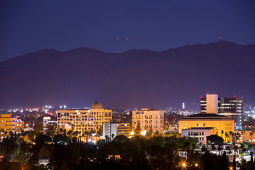 Aerial view of the downtown skyline of Riverside, California, USA.