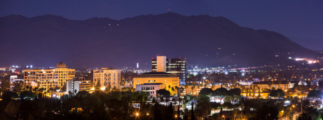 Aerial view of the downtown skyline of Riverside, California, USA. - obrazy, fototapety, plakaty