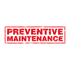 Abstract Red Grungy Preventive Maintenance Rubber Stamps Sign Illustration Vector, Preventive Maintenance Text Seal, Mark, Label Design Template