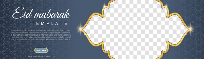 Set of eid mubarak square banner template design with a place for photos. Suitable for social media post. Vector illustration