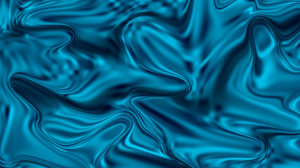 Obraz premium Abstract shiny blue colored silk satin illustration with realistic wave background. Blurred backdrop with smooth shadows and dark lines. Textile wallpaper and fabric concept with copy space