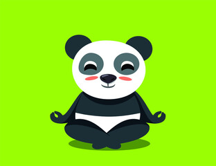 Funny Cartoon Yoga Panda Meditating in Lotus Pose