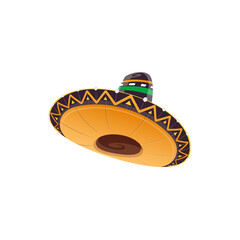 Mexican sombrero hat vector icon, Spanish headwear for Mexico cinco de mayo festival. Isolated cartoon traditional festive costume cap for celebration with zigzag ornament and tall crown