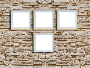 bright stone wall interior design and frame