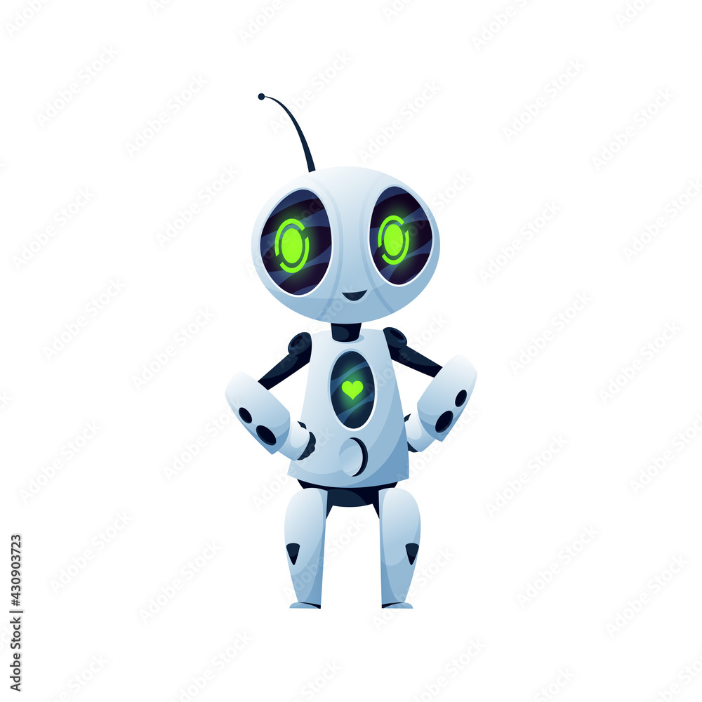 Fototapete robotic helper, futuristic humanoid, 3d automatic smart character, digital kids toy isolated icon. v
