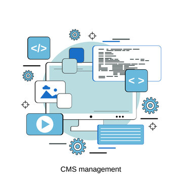 Content management system, web application development, website interface design flat design style vector concept illustration
