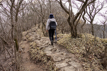 大浪池の外輪山登山道
