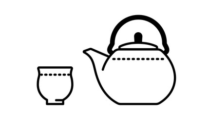 Japanese teapot Kyusu and japanese tea cup Yunomi.